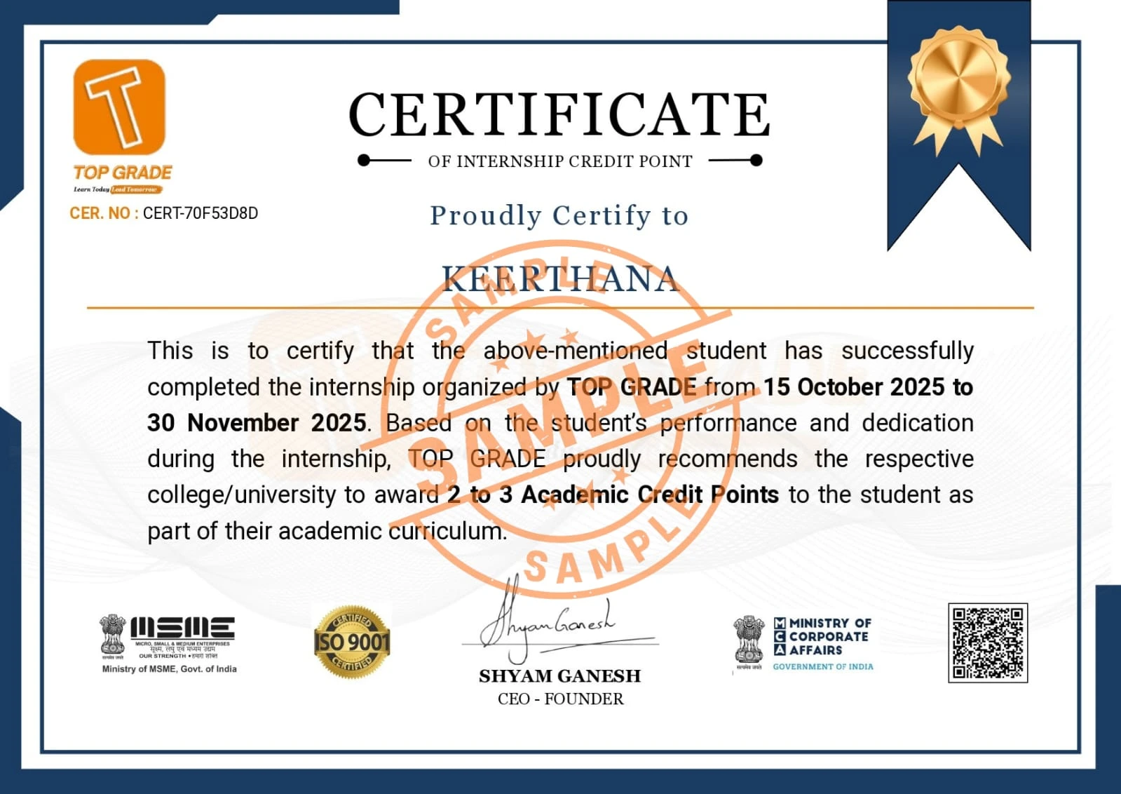 Certificate Credit