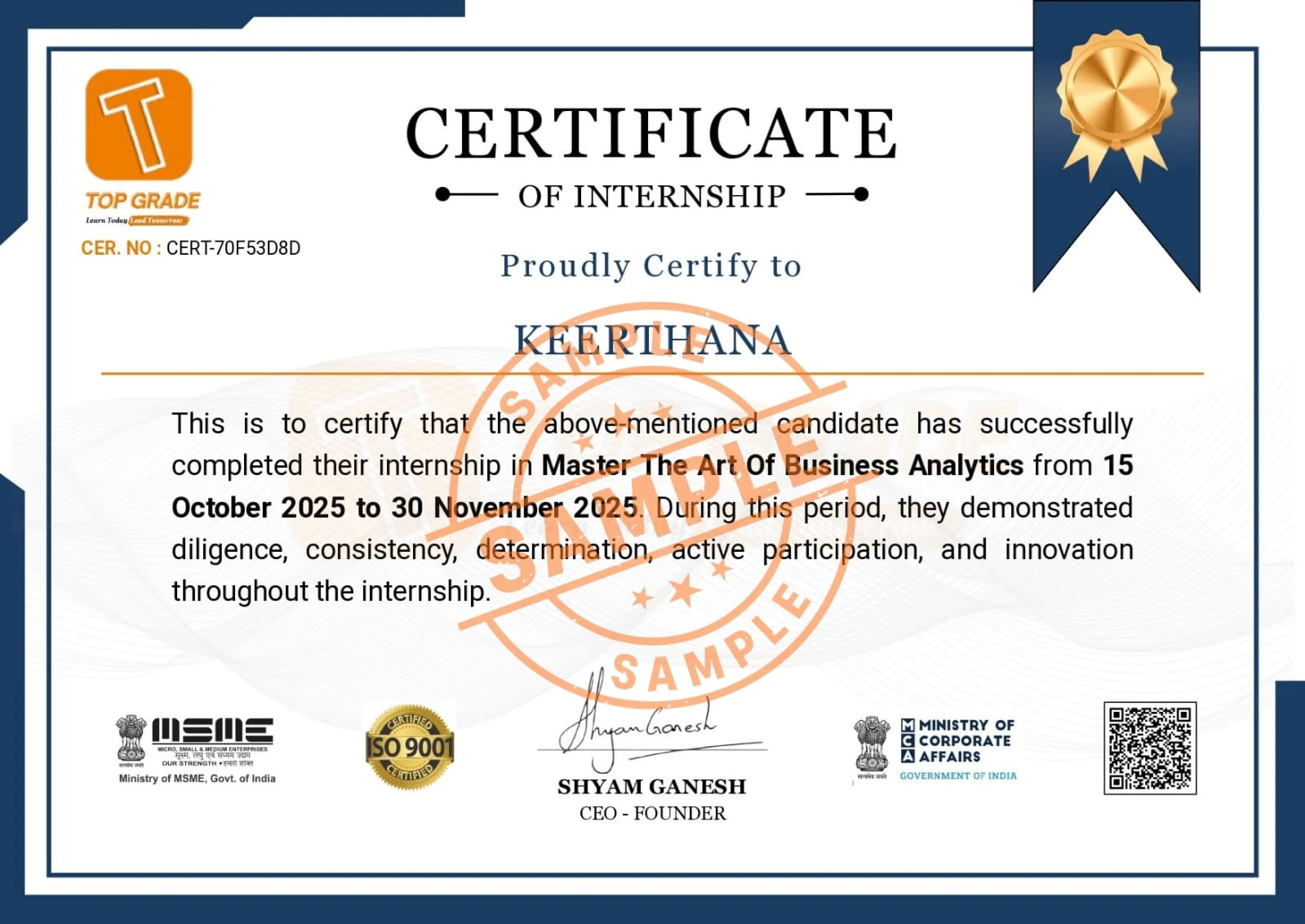 Certificate Internship